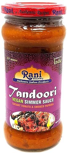 Rani Tandoori - Salsa vegana a fuego lento (tomate cremoso y pimentón ahumado), tarro de vidrio de 14 onzas (14.11oz), fácil de usar, vegano, sin