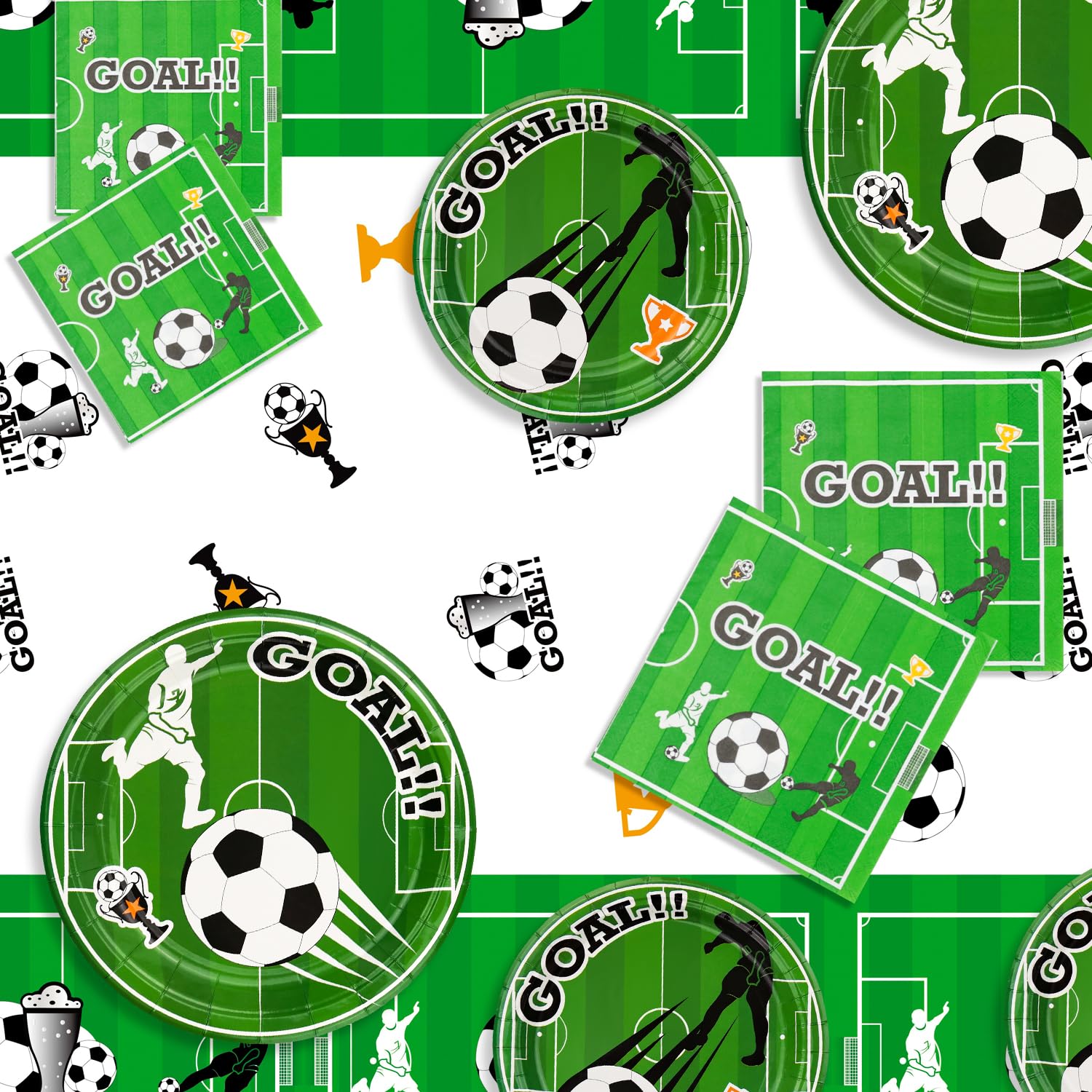 Set met feestartikelen voor een WK-voetbalverjaardagsfeestje, zwart