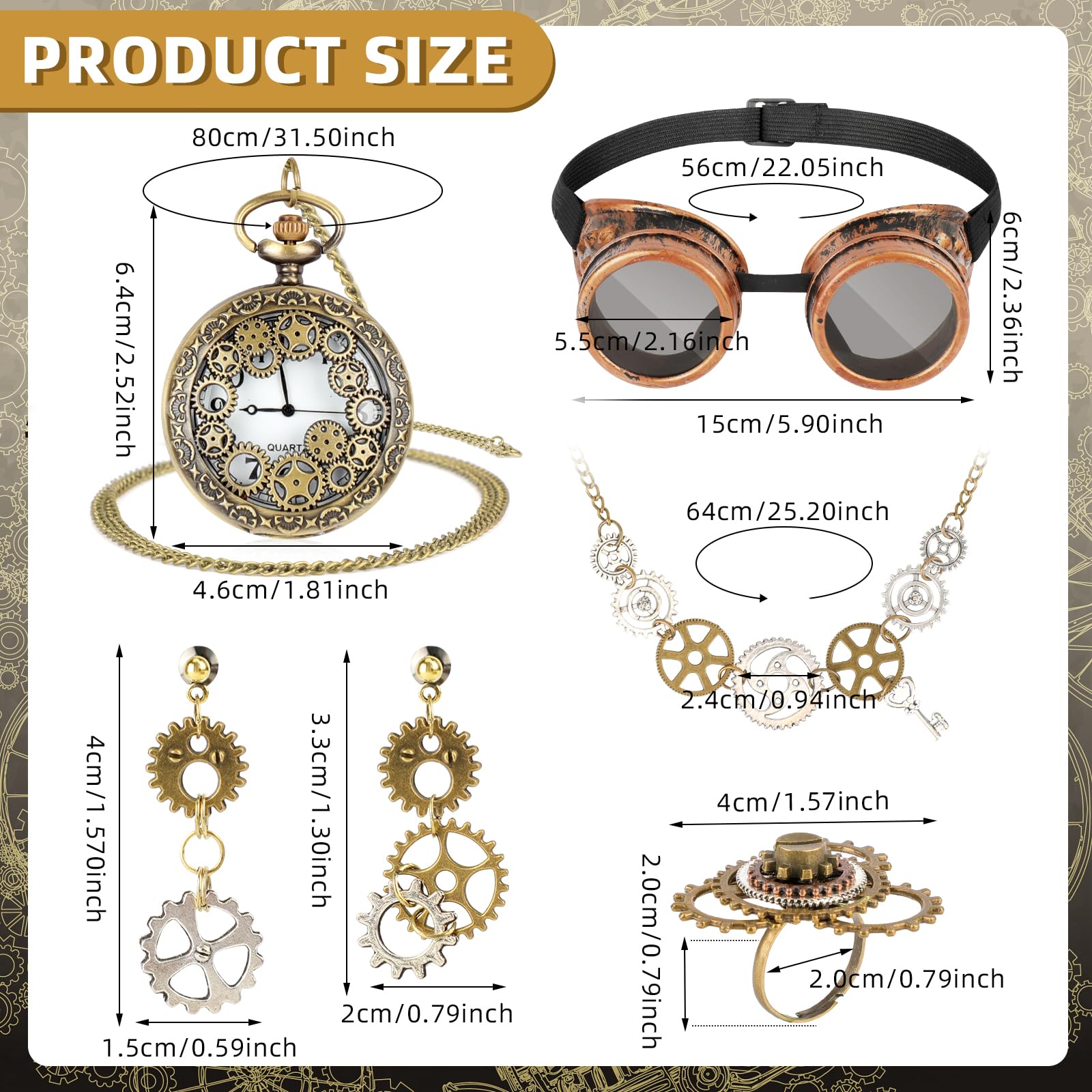 UNICRAFTALE 6 Paia di Orecchini Steampunk Stile Vintage con