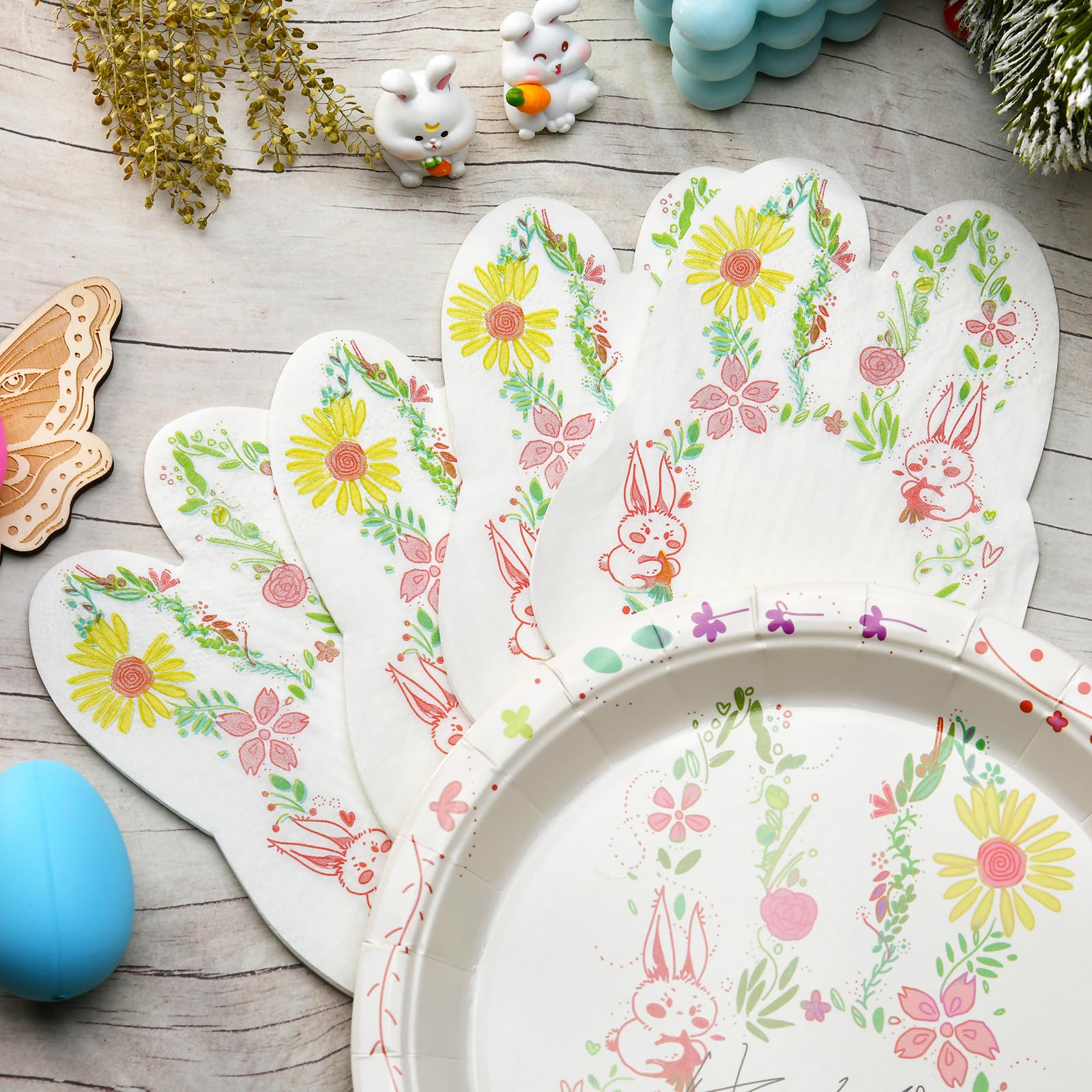 JASSEWRLY 80 Pcs Easter Napkins Paper, Easter Paper Bunny Napkins Easter Napkins Disposable Easter Cocktail Napkins, Easter Dinner Napkins Paper Easter Napkins For Decoupage Happy Easter Guest Napkins