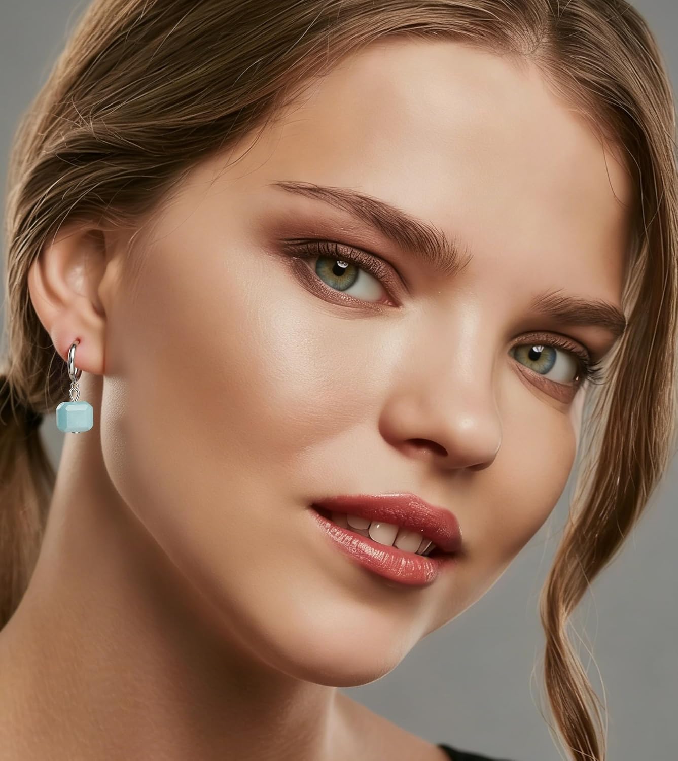 Natural Stone Earrings for Women Moonstone Lapis Lazuli Carnelian Rose quartz Dalmatian jasper Tigers eye Drop Dangle Sliver Earrings Handmade Gemstone Jewelry Gifts for Mom Girlfriend - Image 3