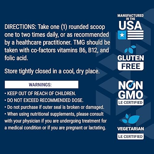 Miniatura 7 de Life Extension Polvo TMG – Trimetilglicina – Ayuda a mantener niveles normales de homocisteína, salud del corazón – Sin gluten, sin OMG, vegetariano