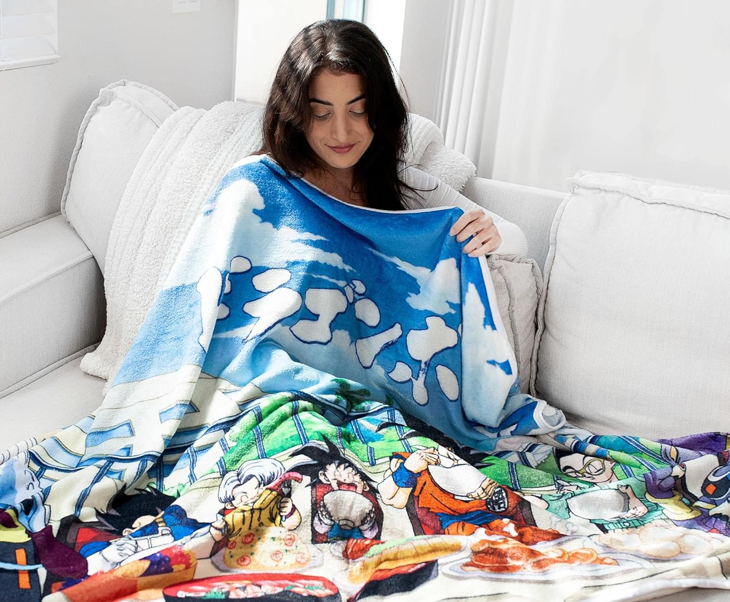 Dragon Ball Super Feast Plush Throw Blanket | Super Soft Fleece Blanket, Cozy Sherpa Cover for Sofa and Bed, Home Decor Room Essentials | Anime Manga Gifts and Collectibles | 45 x 60 Inches - Image 5