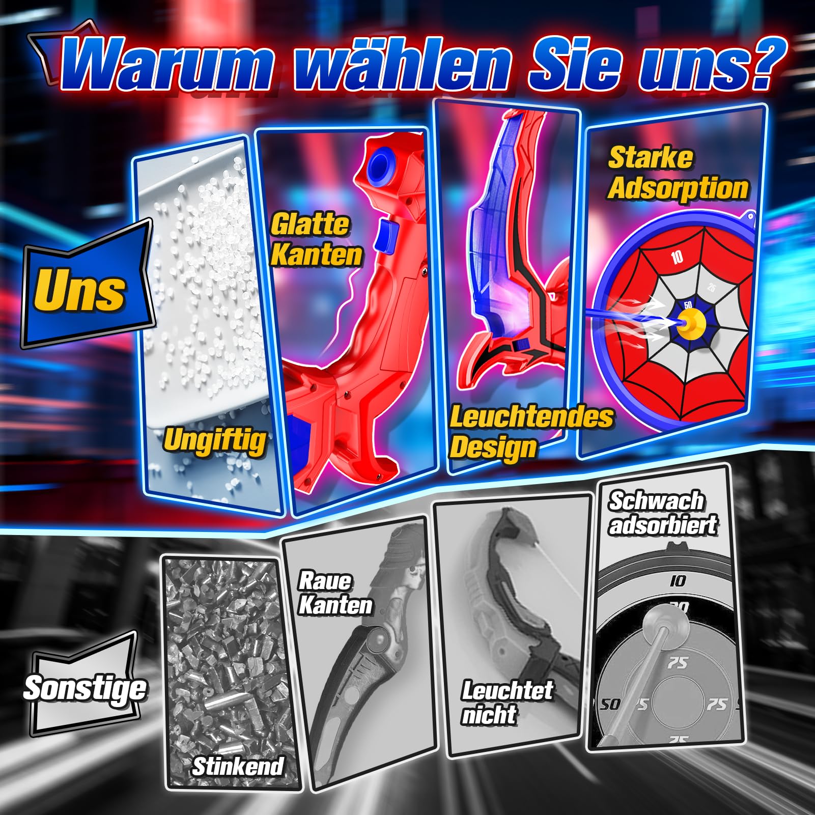 Zabawka dla chłopców od 3, 4, 5, 6, 7, 8, 9, 10, 11, 12 lat, dla chłopców, łuk i strzały ze światłem LED, zabawka do użytku na świeżym powietrzu dla dzieci od 9, 10, 11, 12 lat, dla dzieci