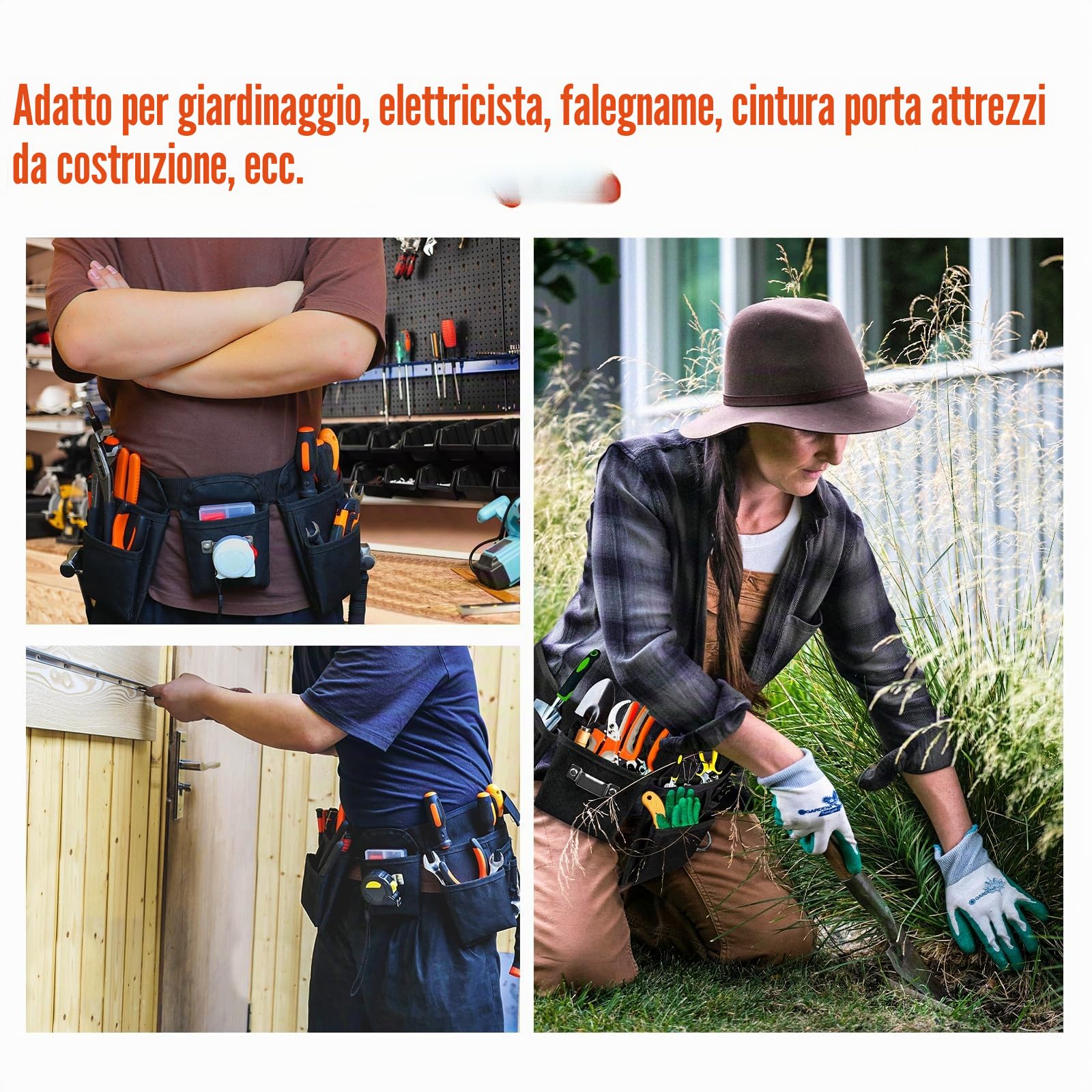 ASNOMY Cintura porta attrezzi da uomo, cintura per artigiani con 19 tasche, borsa per attrezzi per uomini, borsa per attrezzi rimovibile e regolabile, per elettricisti, falegnami, lavoratori edili