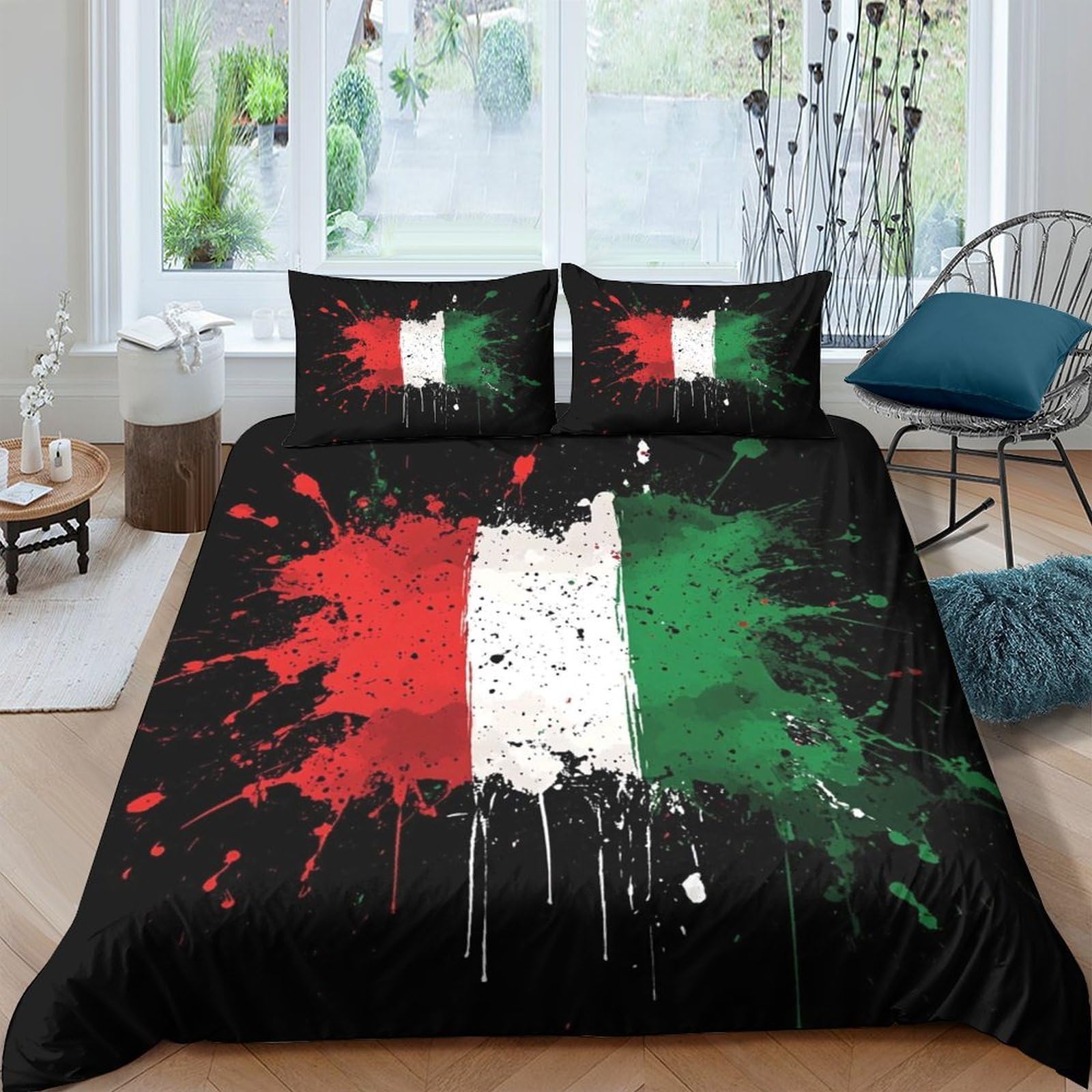 Ctjqhvkz Style-10 3D Printed Italy Flag Splash Fitted Sheet Microfiber Soft Anti-Slip Bed Cover For Bedroom Guest Room Dorm Decor Single（135X200cm）