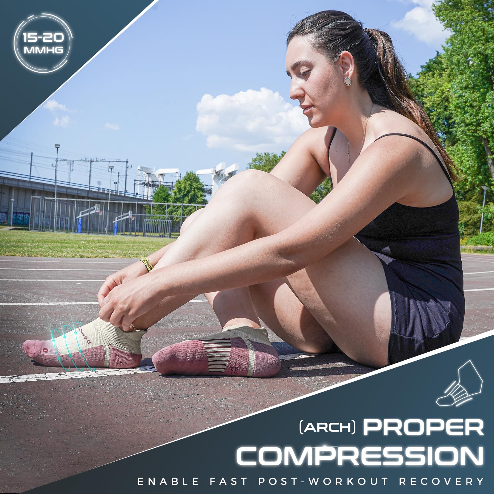 Rahhint Coolmax Compressione 3 Paia Corti Calze Running per Uomo e Donna, Anti-Vesciche, Calze Sportivi Uomo Donna, rinforzati tallone e punta, Umidità e Traspirazione