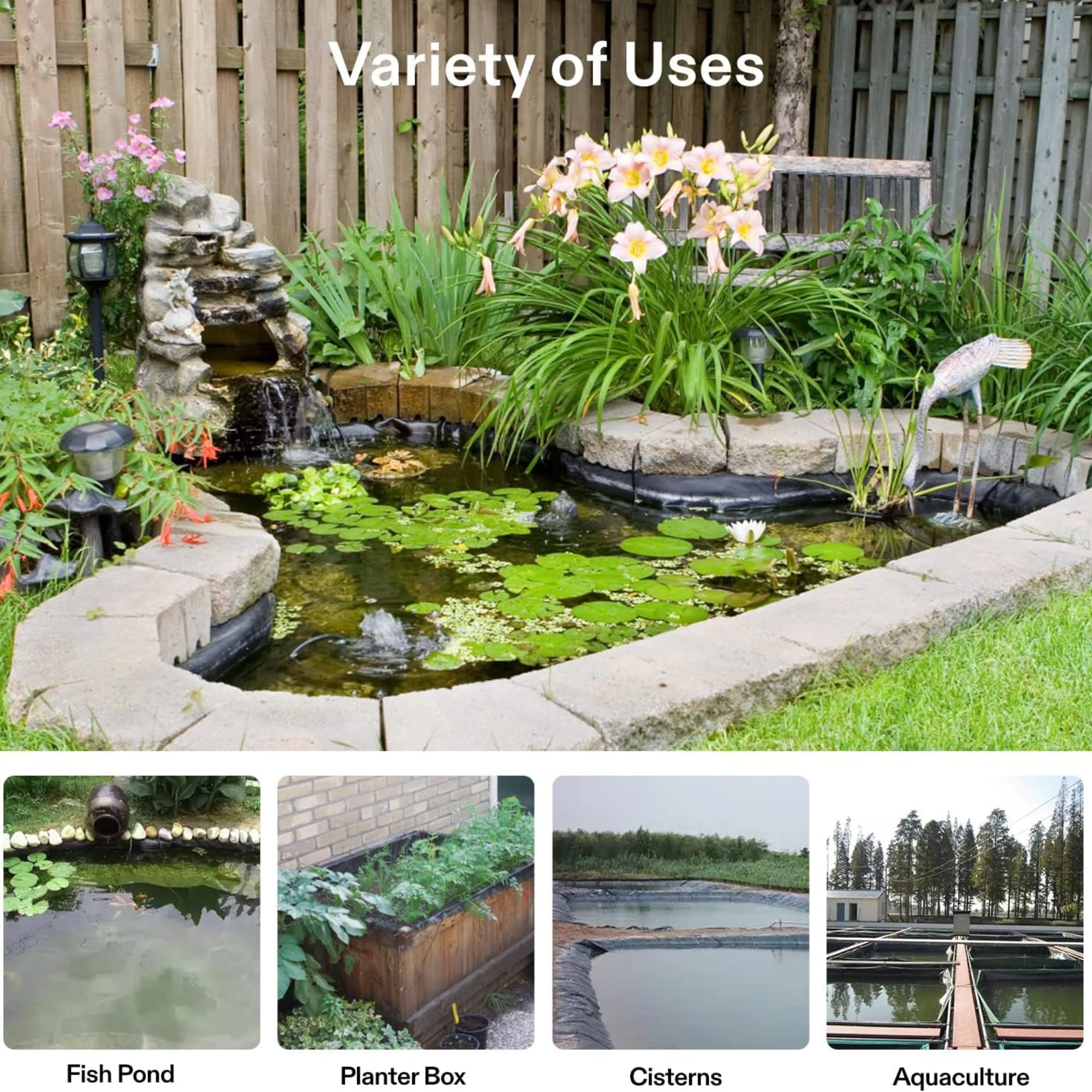 Singhal 350 Micron HDPE Pond Liner Sheet Geomembrane Sheet 3ft x 20ft, Heavy Duty Small Garden Backyard Waterfall Lilly Ponds Lining Fabric (Black) 1