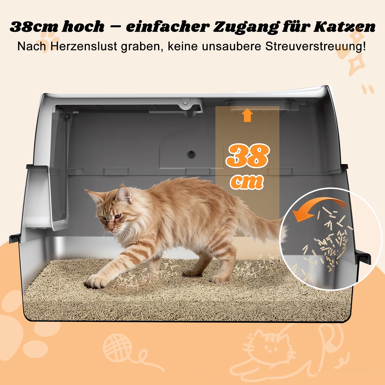 FURTIME Katzenklo Edelstahl mit Deckel, Katzentoilette Edelstahl mit Deckel Große XL, Geschlossene Metall Katzenklo Hoher Rand und 100% Auslaufsicherheit mit Matte und Müllbehälter-Set