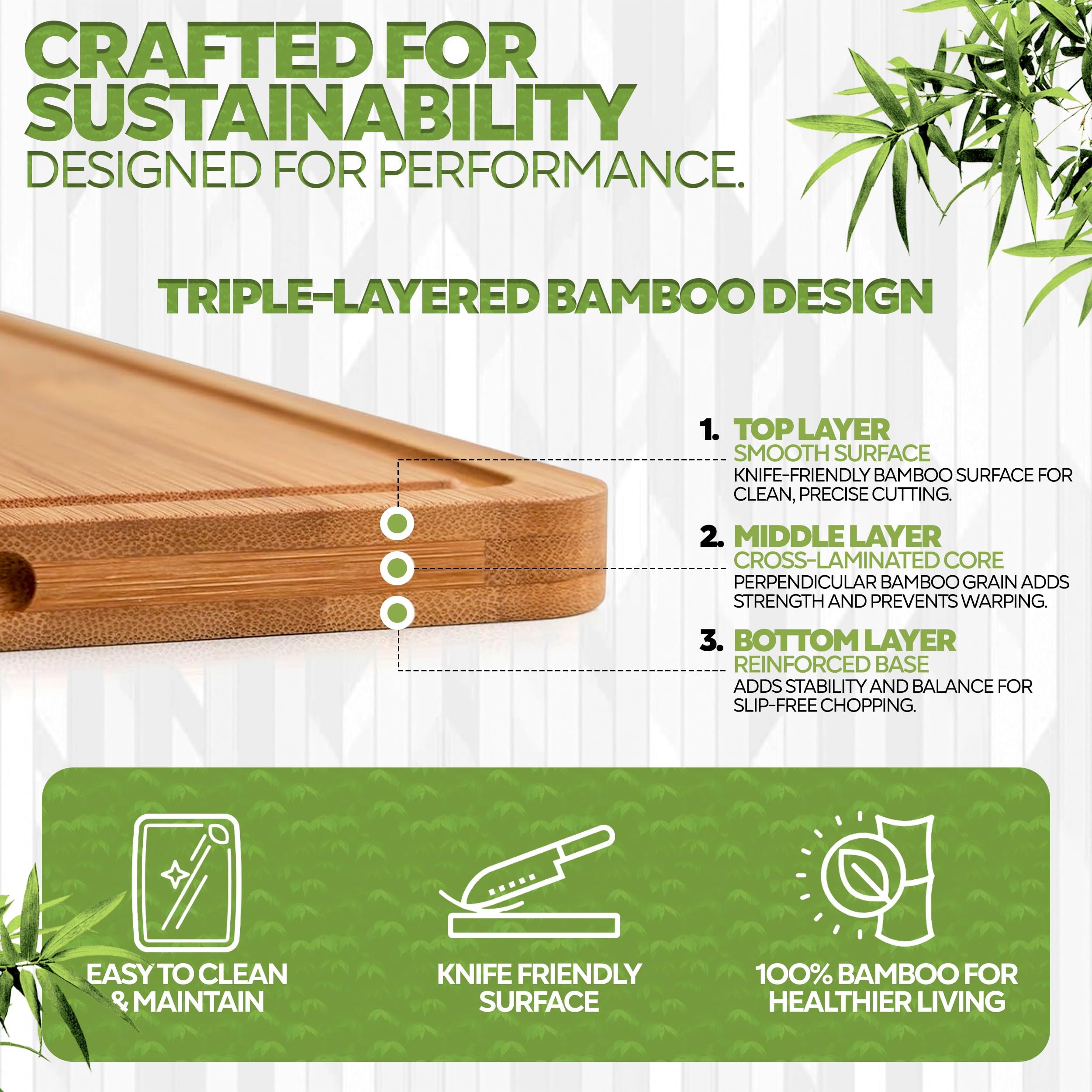 Amazon.com: Wood Cutting Boards Set of 3 – Non-Toxic Bamboo