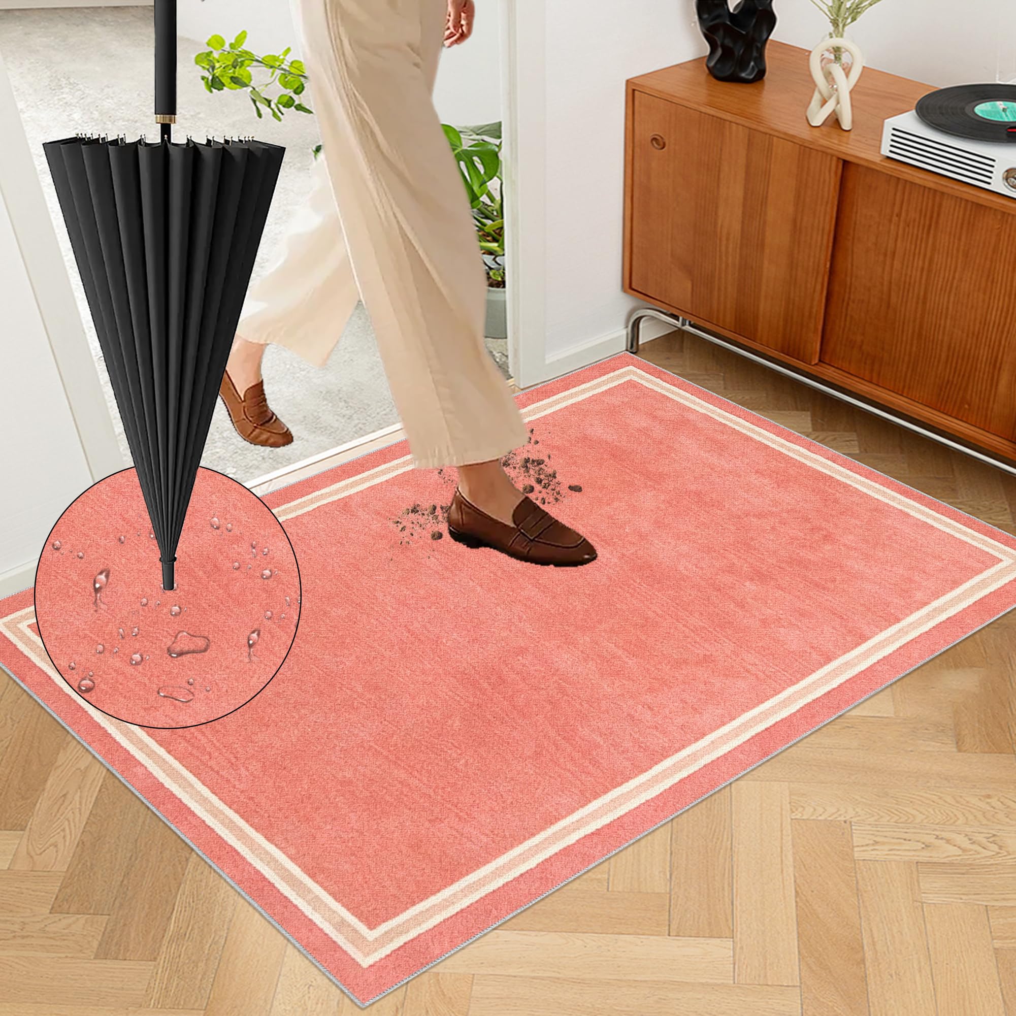Alfombra de Pasillo y Cocina Lavable a Máquina Rosa 60x160cm