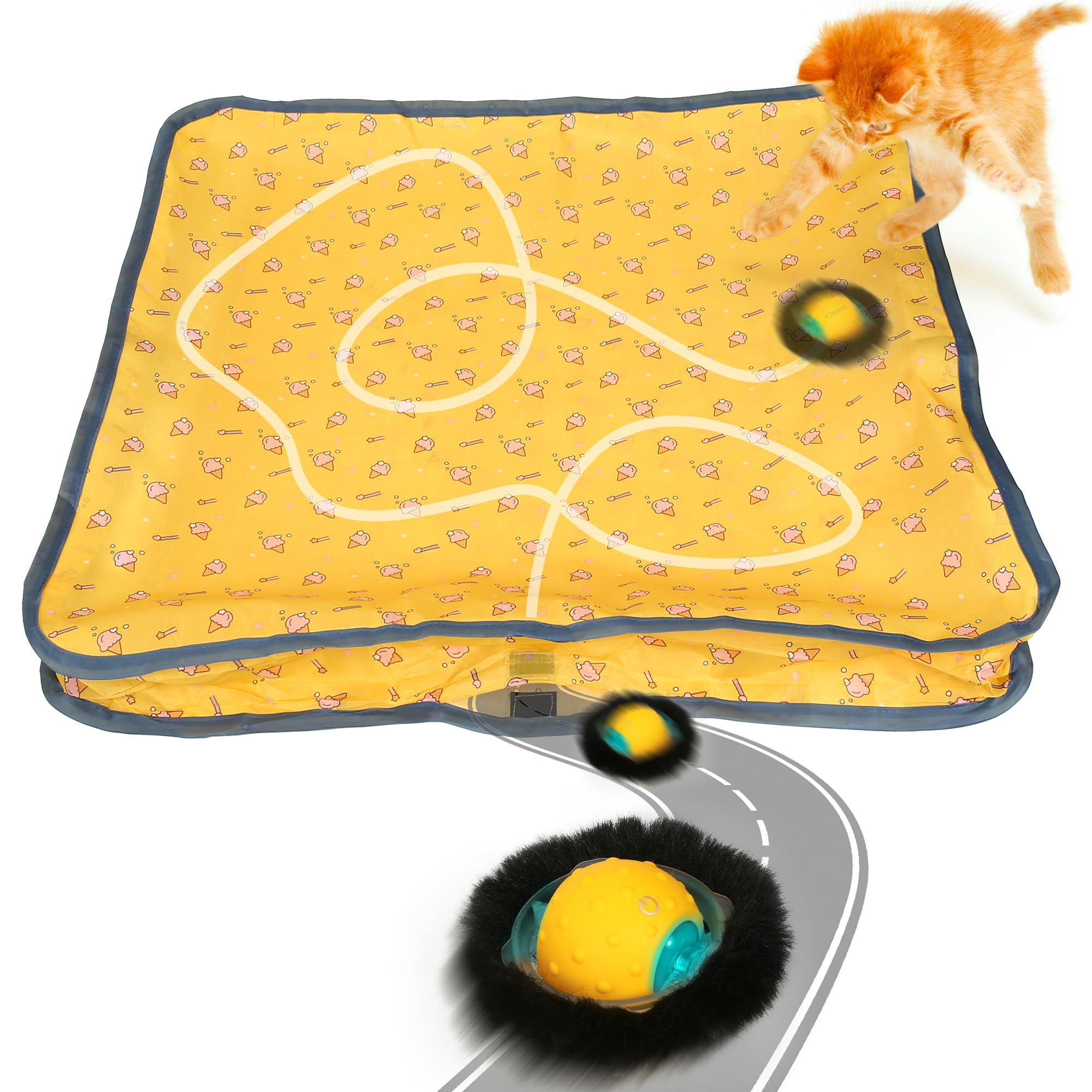 Iokheira Juguetes Interactivos para Gatos - Juguete Interactivo Gato, Recargable Juguetes Gatos Estimulacion, Juguete Gato Interactivo (Amarillo)