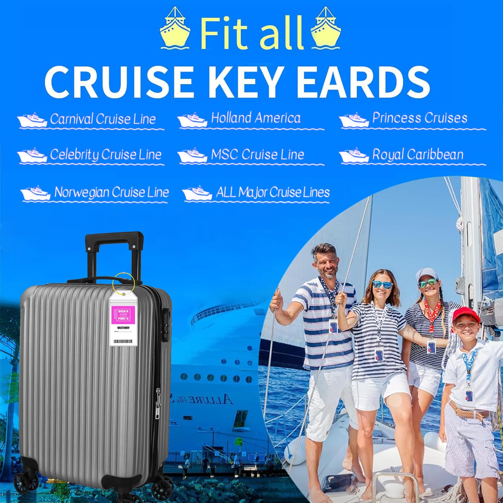 6 Pièces Étiquette de Bagage de Croisière, 19 x 10,3 cm Étiquettes à