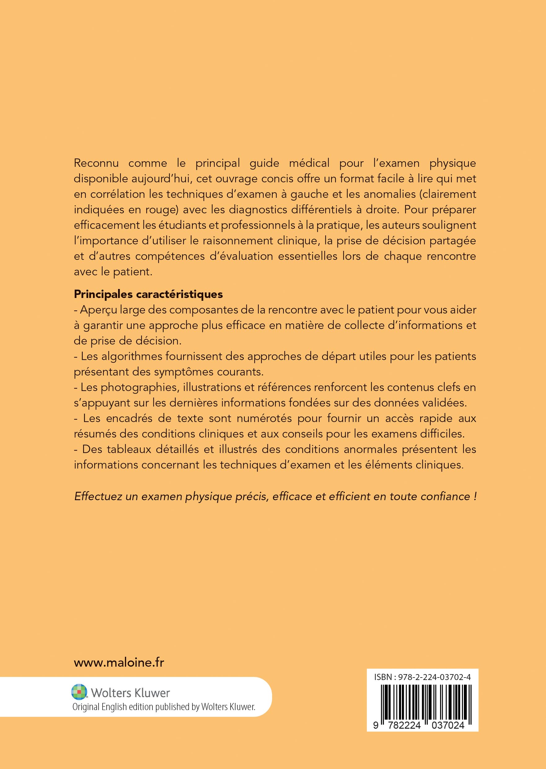 Bates : Examen physique et interrogatoire du patient: Traduit de la 9e édition américaine