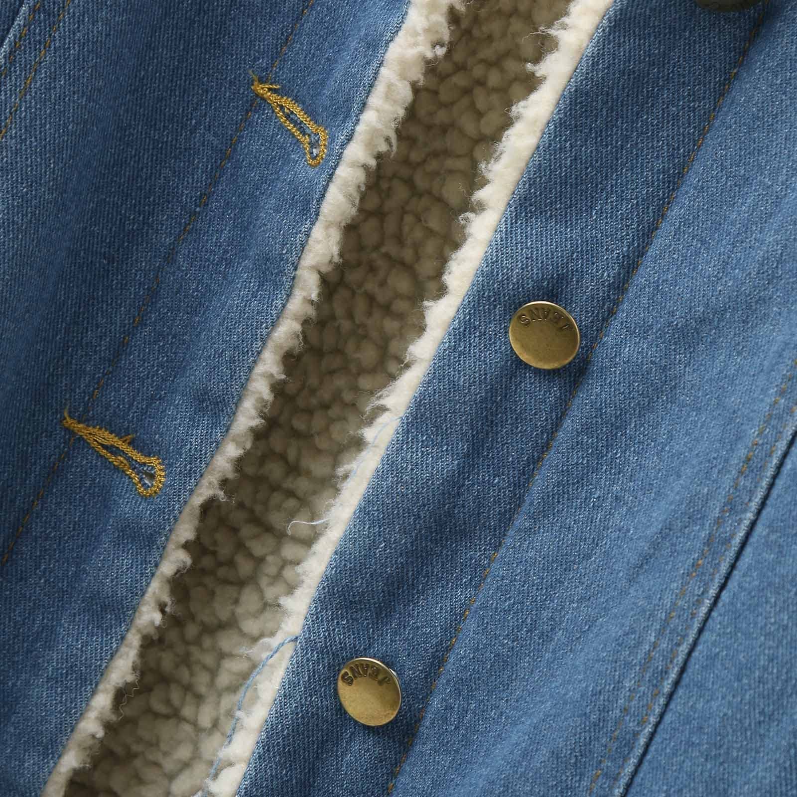 Chaqueta vaquera para mujer, chaqueta de invierno, forro polar, cuello de peluche, chaqueta de entretiempo, chaqueta cálida de mezclilla, manga larga, estilo occidental, chaqueta vaquera con