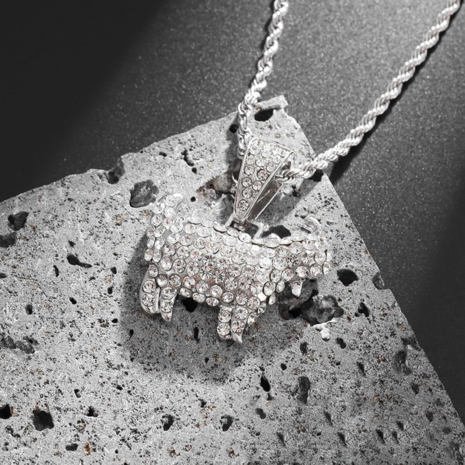 Goat Chain Gold Necklace for Men Silver Charm Pendant Necklace with Rhinestone Goat Cute Animal Jewelry Trendy Punk Birthday Gifts - Image 8