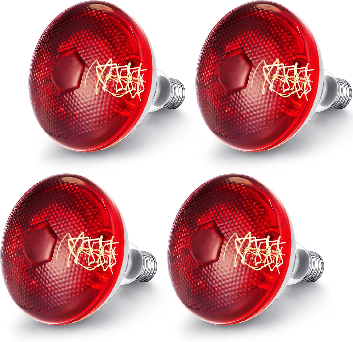 VIHOSE 12 Pack Infrared Heat Lamp for Chickens 250watt 120v Thickened Red Heat Lamp Bulbs for Food Service, Reptile, Pet, Bathroom, Light Therapy Use E26 Base