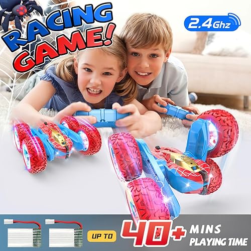 Miniatura 3 de VRG Spider - Autos de control remoto para niños de 3, 4, 5, 6, 7, 8 años, 360 Flip 4WD RC Stunt Cars con 2 baterías y faro, juguetes para niños y