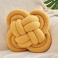 Vista 9 de Xiashrk - Almohada de nudo en forma de bola, almohadas decorativas suaves de 12" para sofá, cama, almohada de lujo en tono marfil blanco con nudo