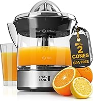 LEBENLANG Electric Orange Juicer - 2 Cones, 24oz BPA-Free Citrus Squeezer, High Yield Lemon Lime Press