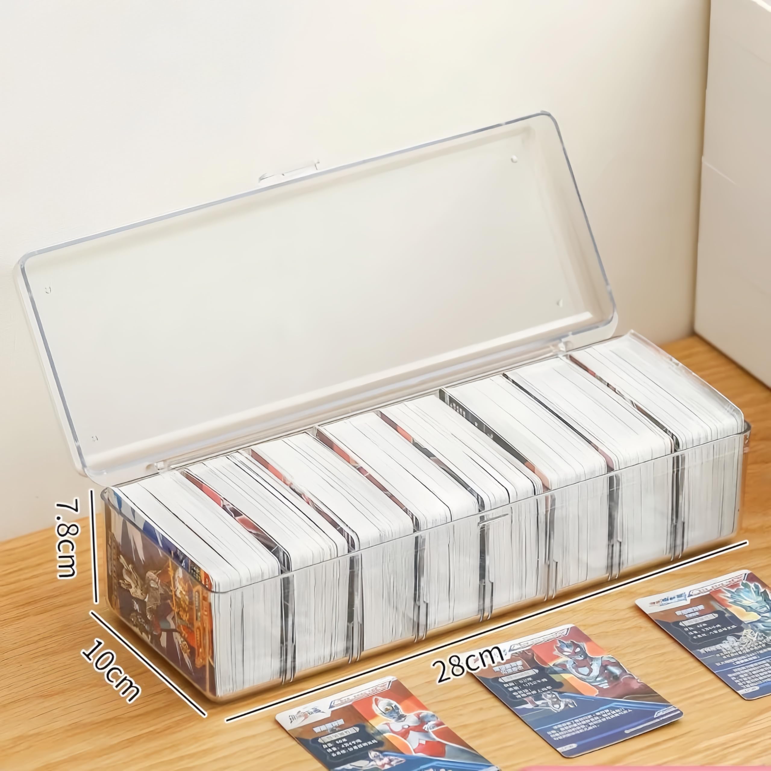 Dmnnlp Plastic Dividers Card Storage Box, Clear Playing Card Case, Trading Card Storage Box with Lid - Image 2