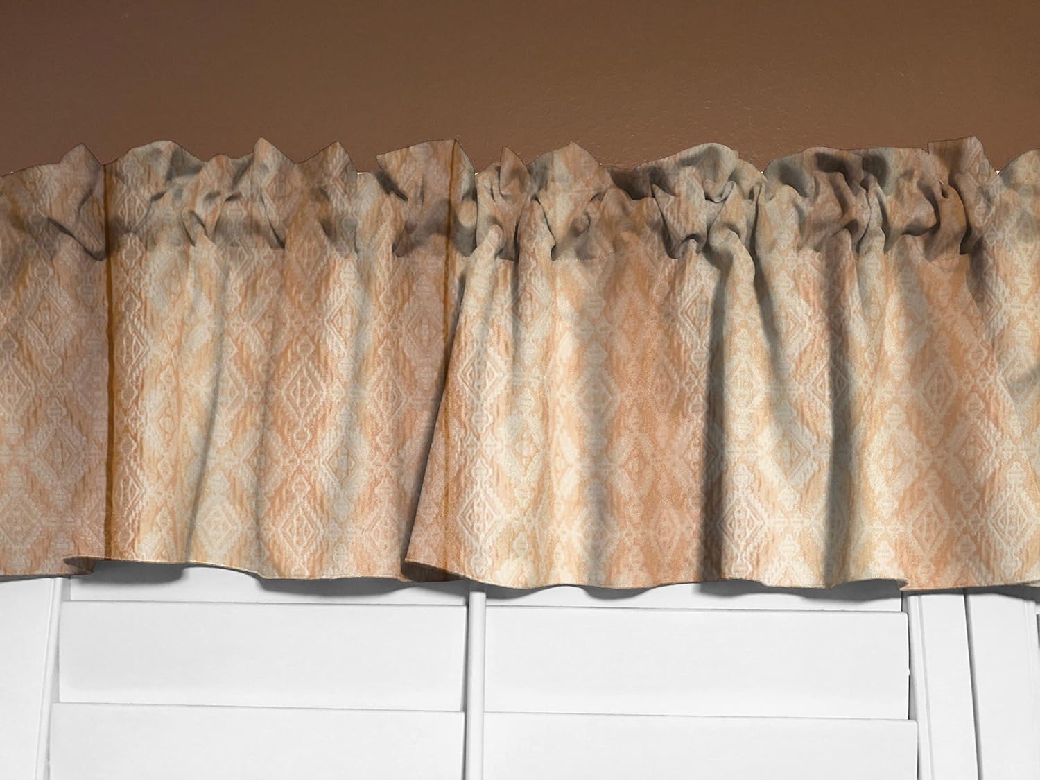 Zen Creative Designs Jacquard Diamond Ogee Window Valance 54" Wide Panel/Kids Room Window/Nursery Window Treatment/Home & Kitchen Décor(28" Tall, Beige)