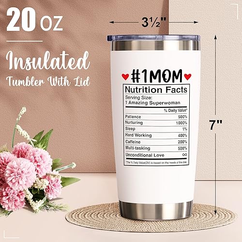 Miniatura 3 de Fimibuke Regalos para mamá de hija, hijo, vaso de 20 onzas, regalos de Navidad para mamá, suegra, esposa, mujer, hechos nutricionales, vasos