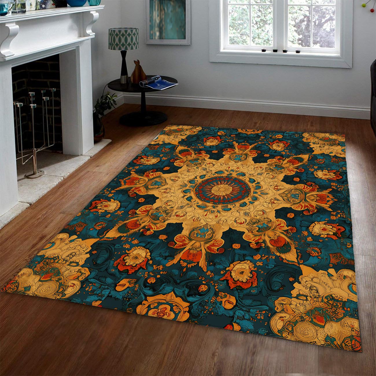 Lekki dywan 100 x 200 cm Vintage Boho Kwiatowy Wzór Dywan z krótkim włosiem do salonu Sypialnia Kuchnia Przenośna zmywalna mata podłogowa