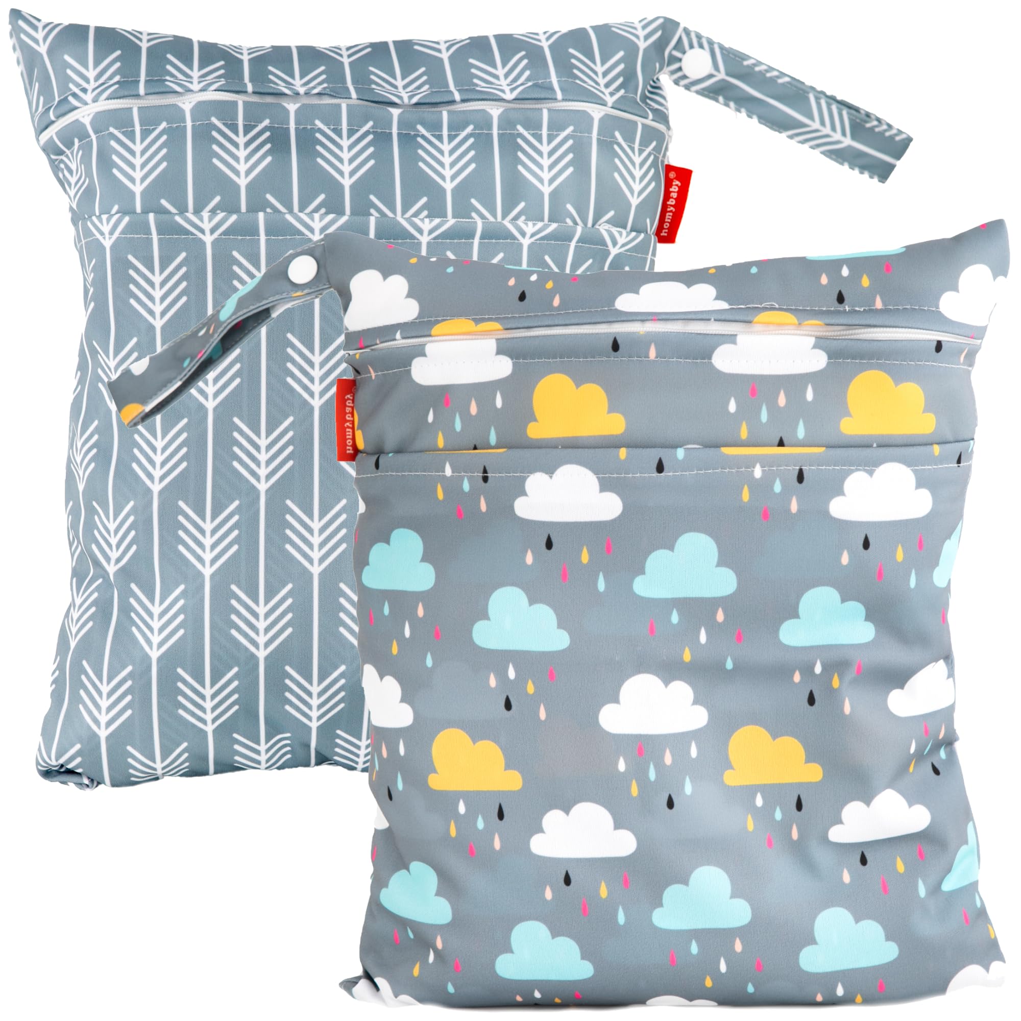 HOMYBABY® [x2 Sac Couches Lavables - pour vêtements de crèche/école - Sac à Maillots mouillé Plage/Piscine - Trousse Couche bébé - Sacs de Voyage en Tissu imperméable [33x28cm]