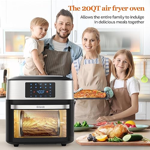Miniatura 7 de GLUCK Horno freidora de aire, horno freidora de aire 10 en 1 de 20 cuartos de galón con ventana de cocción visible, combo de horno tostador grande