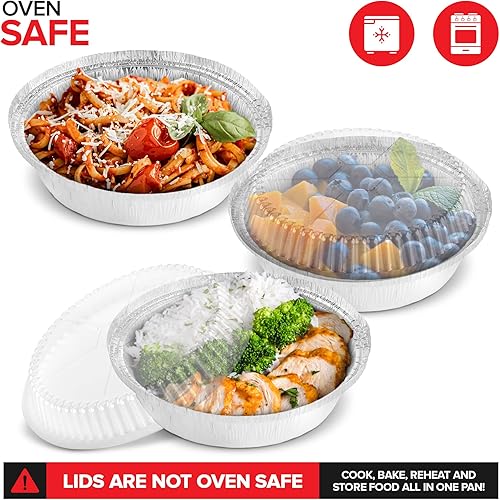 Miniatura 10 de Stock Your Home Sartenes redondos de aluminio de 7 pulgadas (paquete de 50 unidades) para hornear pasteles, latas de pastel para llevar, recipientes