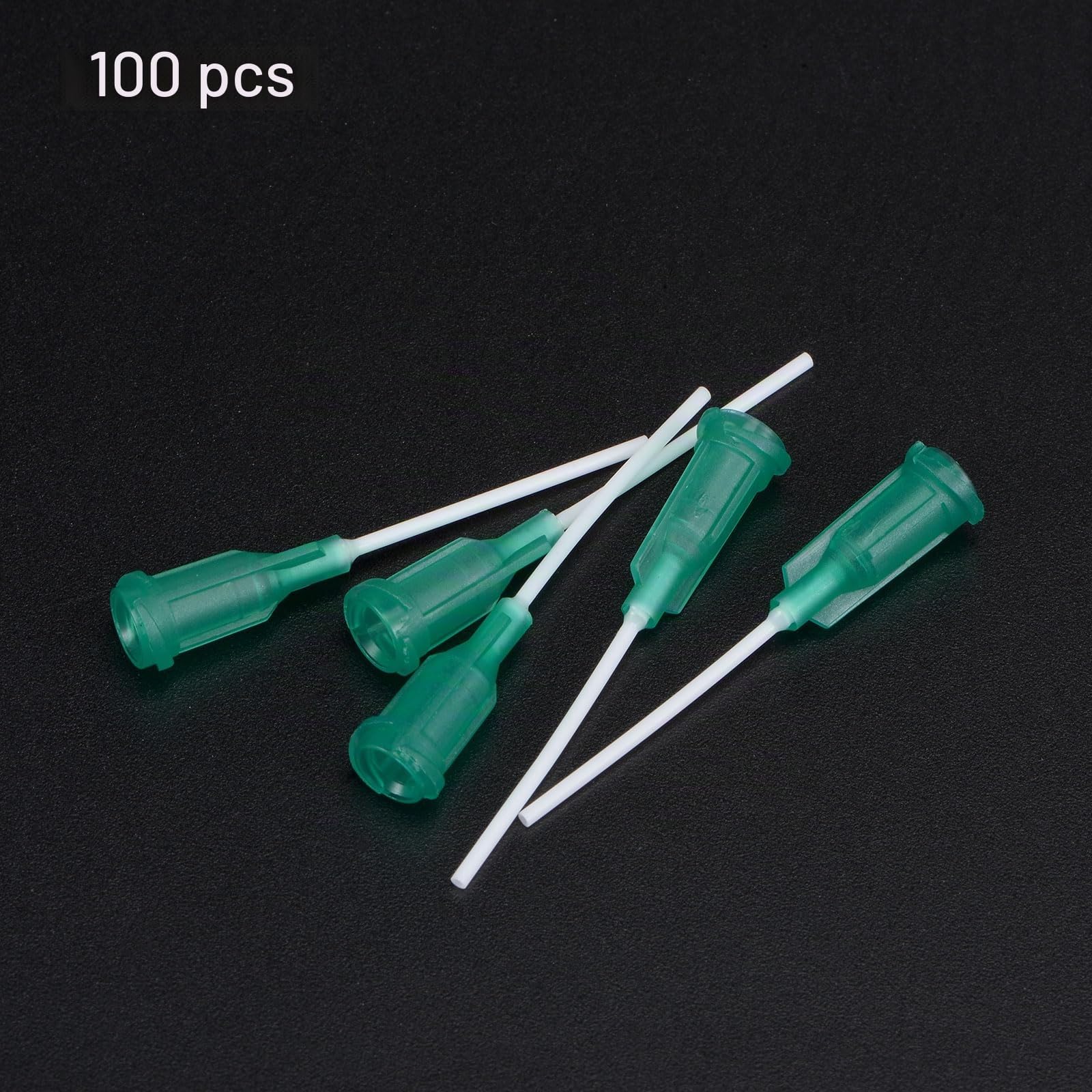 QUARKZMAN 100 Pcs 25G Aiguilles de Distribution en Plastique avec Verrouillage Luer, Tube d'Aiguille en PTFE de 1 Pouce, Embout Émoussé en Plastique Résistant à la Chaleur Pp, Vert