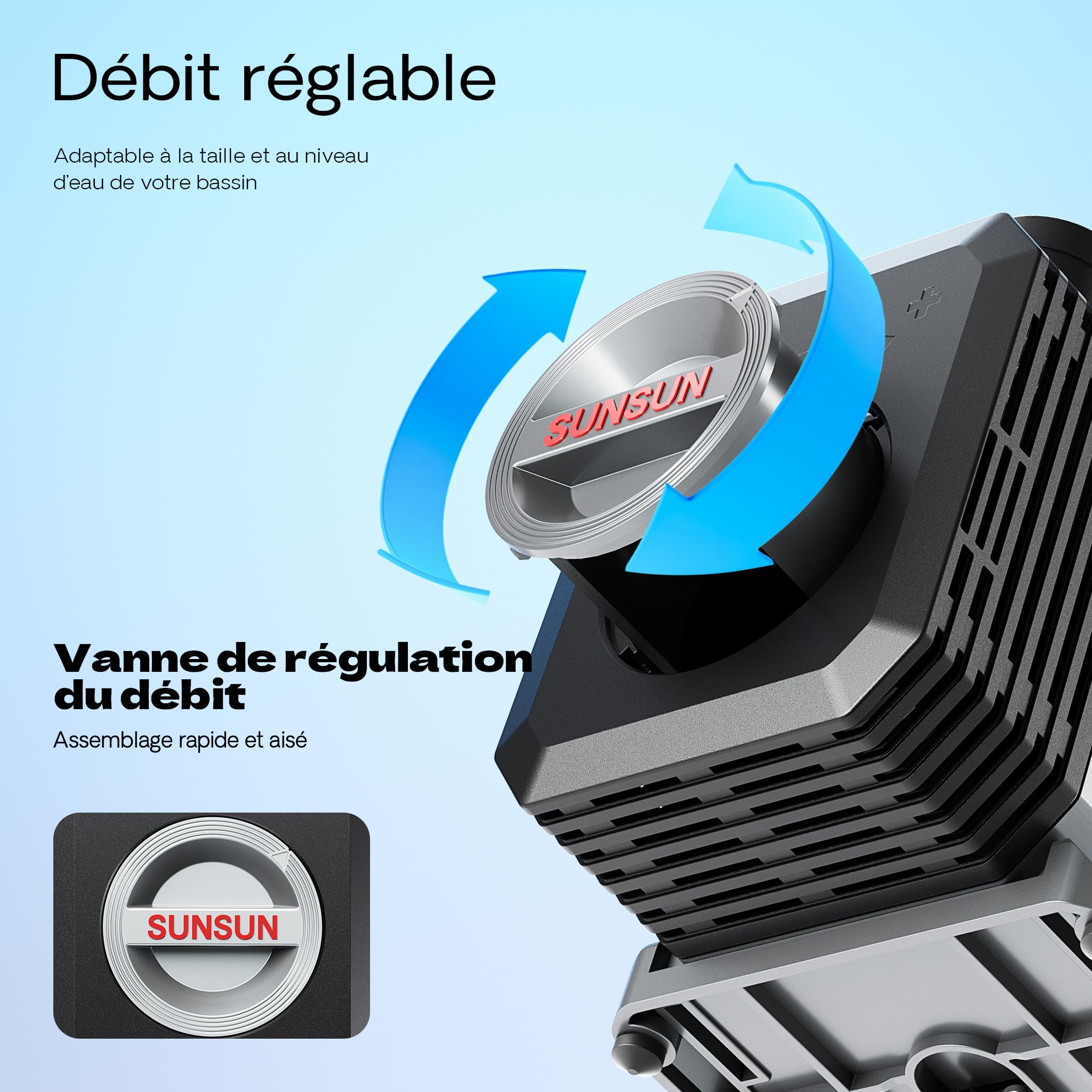 SunSun CTP-8000 Pompe de Bassin SuperECO - 188 x 114 x 190 mm - débit max. 8000 l/h / 70 W/refoulement max. 5,6 m - avec câble 10 m - Filtration Circulation Écumeur eau jardin étang
