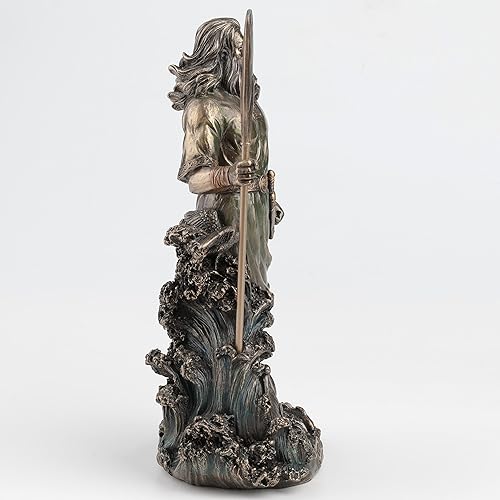 Miniatura 3 de Veronese Design 10 3/8 pulgadas de alto Njord nórdico dios del viento y el mar vikingo nórdico fundido en frío de resina bronceada escultura