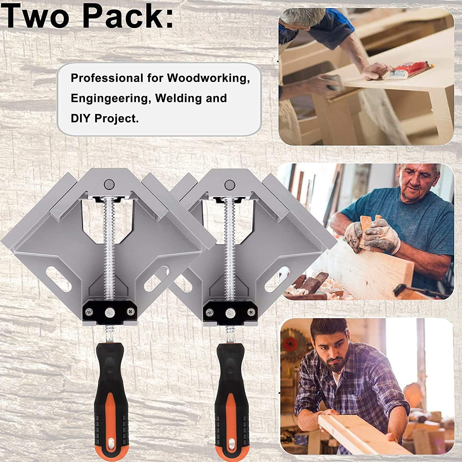 90 Degree Corner Right Angle Clamps Holder Aluminum Alloy Body for Carpenter Welding Woodworking Engineering