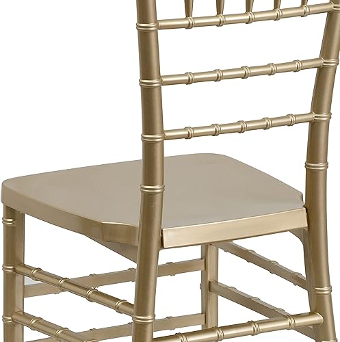 Miniatura 8 de BizChair Silla Chiavari apilable de resina dorada