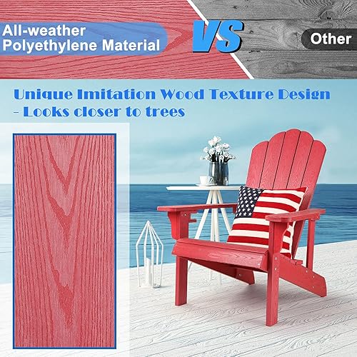 Miniatura 5 de Silla Adirondack resistente a la intemperie, silla Adirondack de plástico duro con soporte para tazas, cómoda, fácil de montar y mantener, silla de