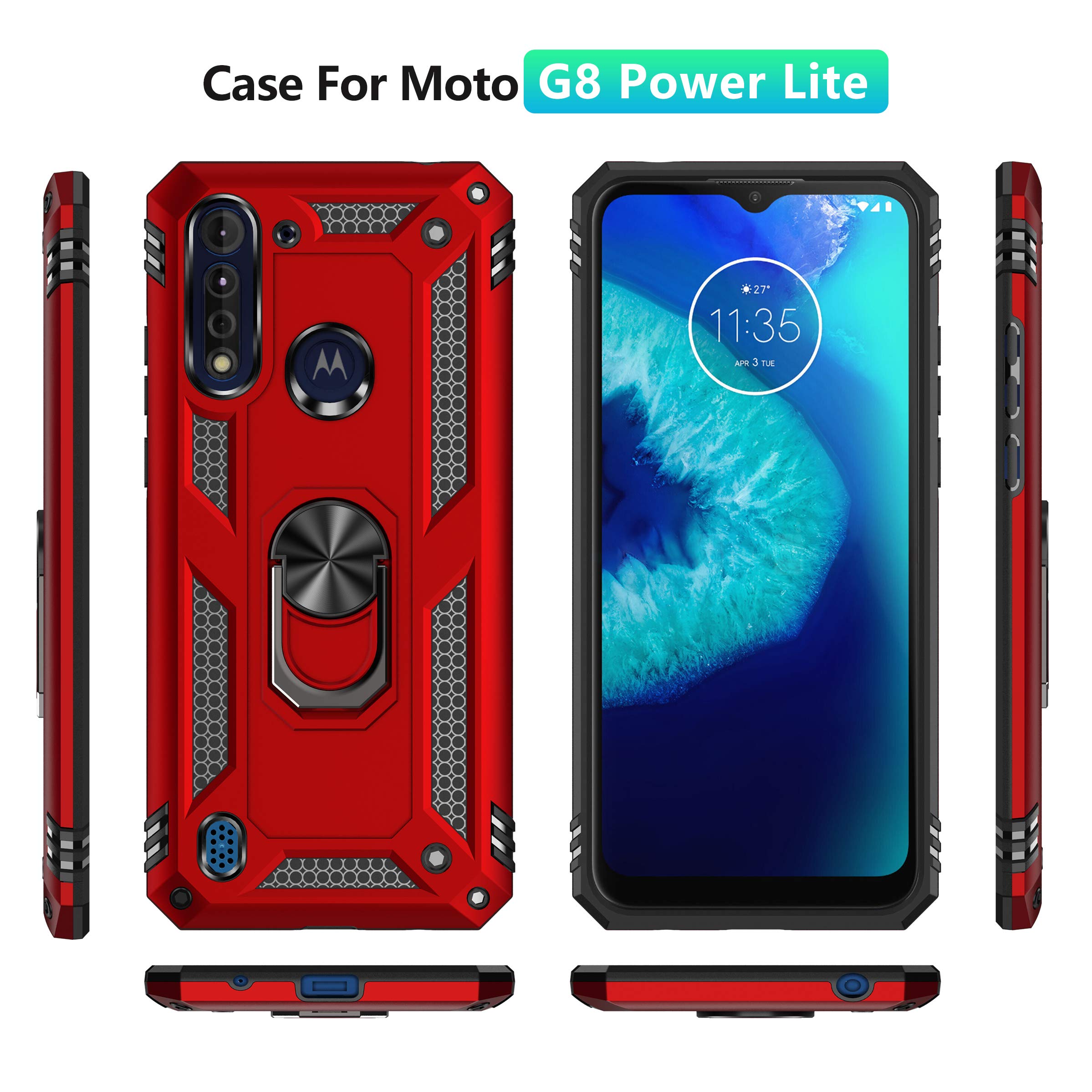 RanTuo Cover per Motorola Moto G8 Power Etui Custodia, con Slot per Schede, Staffa Incorporata, Custodia Flip Cover in Pelle PU per Motorola Moto G8 Power.(Blu