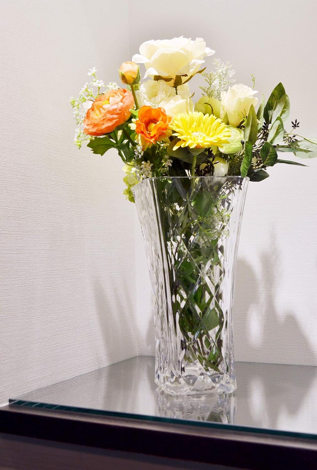 Toyo Sasaki Glass Garnish Flower Base, Made in Japan, Dishwasher Safe, P-26468-JAN Clear, 6.2 x 6.2 x 12.2 inches (15.7 x 15.7 x 30.8 cm)