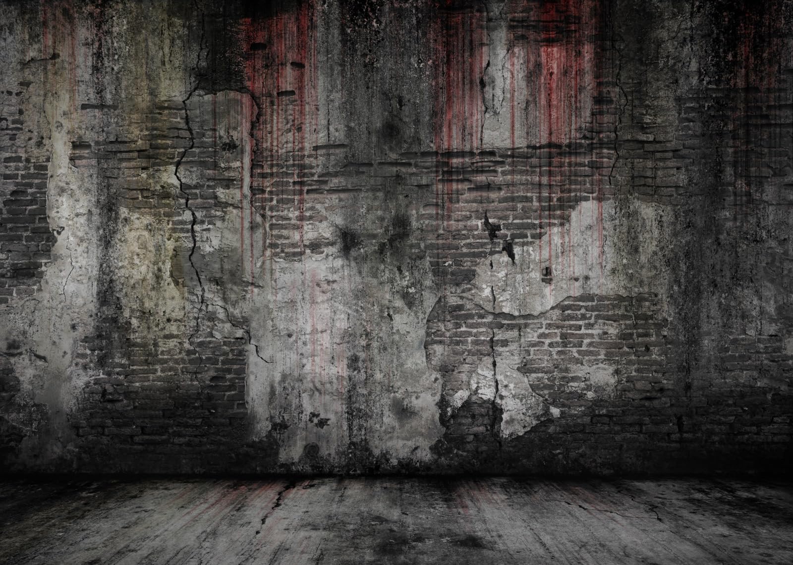 BELECO 3x2.5m Tela Espeluznante Pared Ladrillos Sangrienta Fondo Ladrillo Oscuro Antiguo con Goteo Sangre Habitación Embrujada Asesinato Crimen Horror Halloween Fiesta Decoración Foto