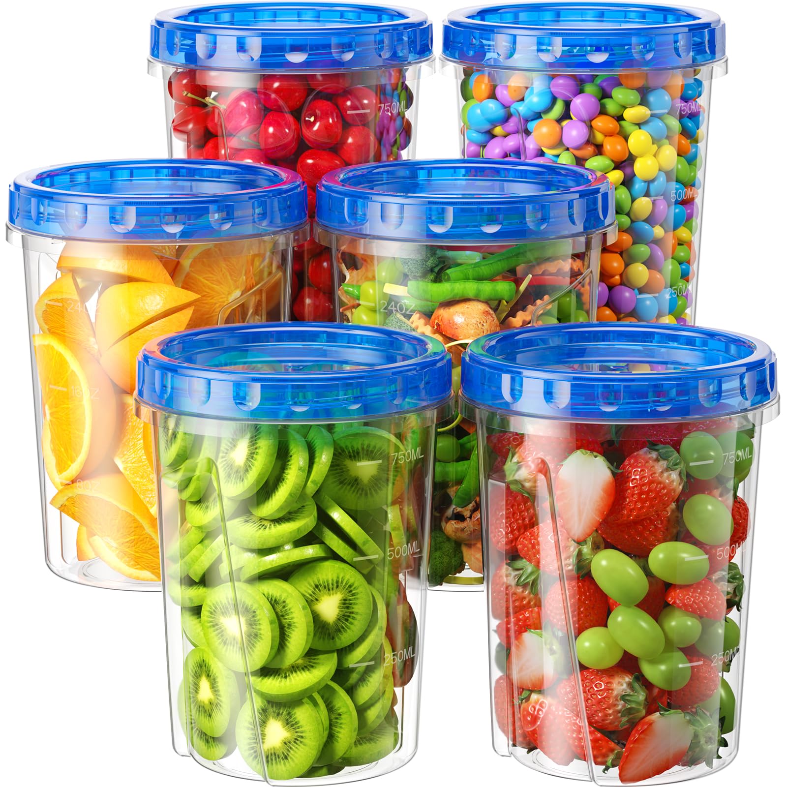 View 1 of *** MISSING LIDS  - CONTAINS ONE LID AND SIX CONTAINERS ***
BiuLeon 6-Piece 33oz Food Storage Container Set