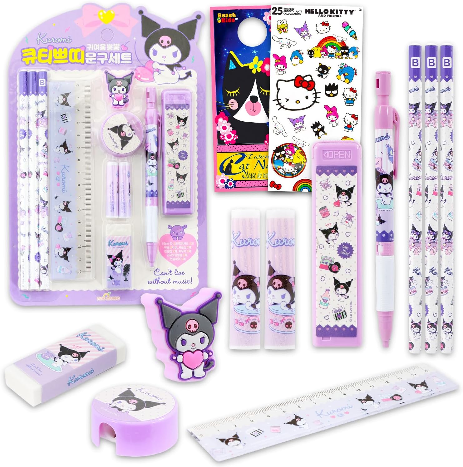 Kuromi School Supplies for Girls Bundle w Pencils, Eraser, Ruler, More