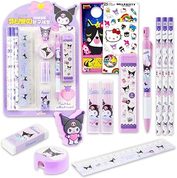 Kuromi School Supplies for Girls Bundle w Pencils, Eraser, Ruler, More