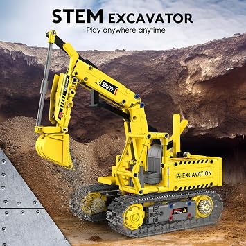 aukfa Excavator Robot Building Toys for Boys, STEM Projects for Kids Ages 8-12, Remote & APP Control Stem Kits Learning Educational Building Kit Dinosaur Robot Toy Gifts for Boys Girls (555 Pieces)