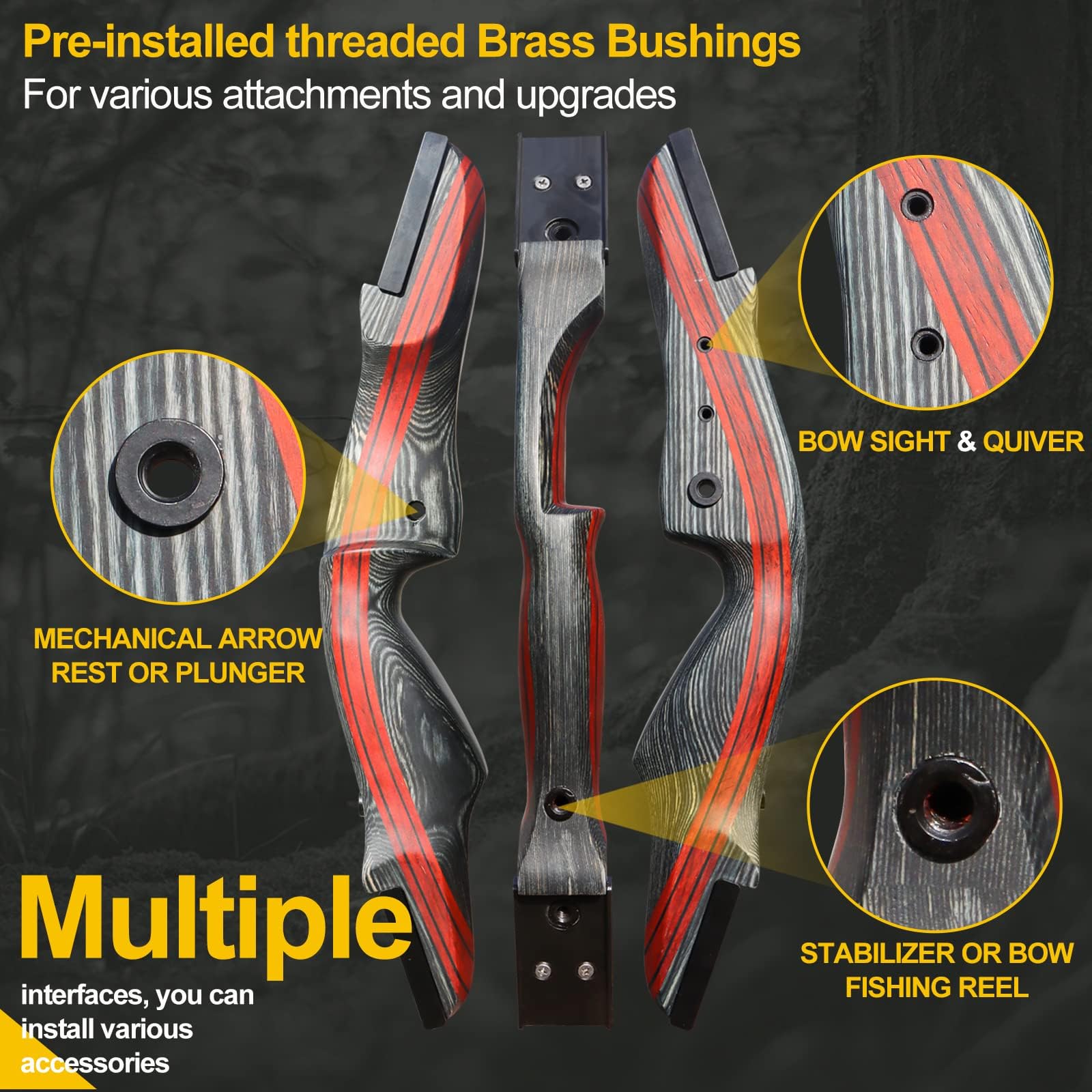 wolfman 62" Bogenschießen Recurve Bogen und Pfeil für Erwachsene 20-50lbs Takedown Holzbogen Set Recurvebogen Set für Jagd & Zielschießen Rechtshänder