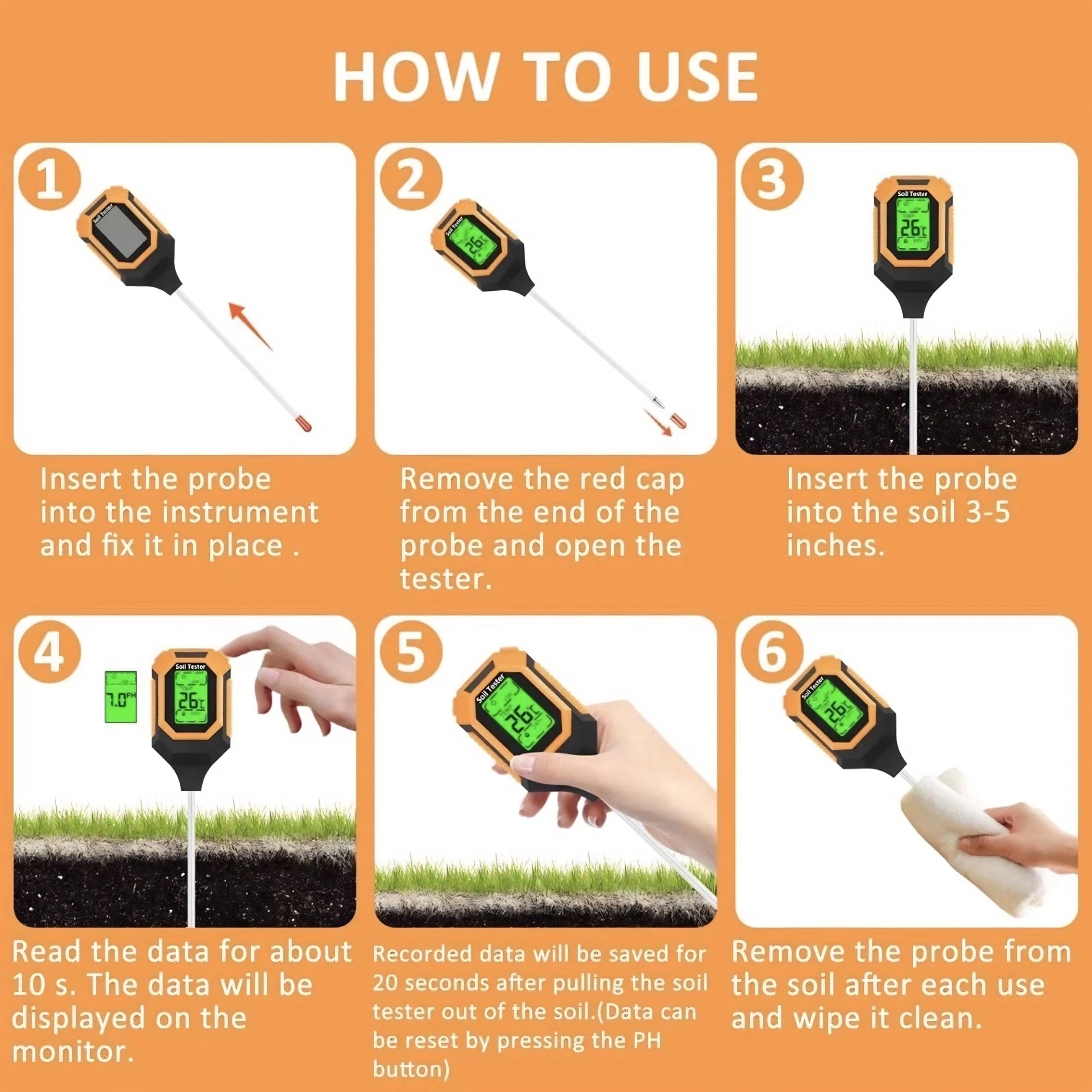 4-in-1 Soil Moisture Meter - PH, Temp, Light & Humidity -3 4-in-1 Soil Moisture Meter - PH, Temp, Light & Humidity -3