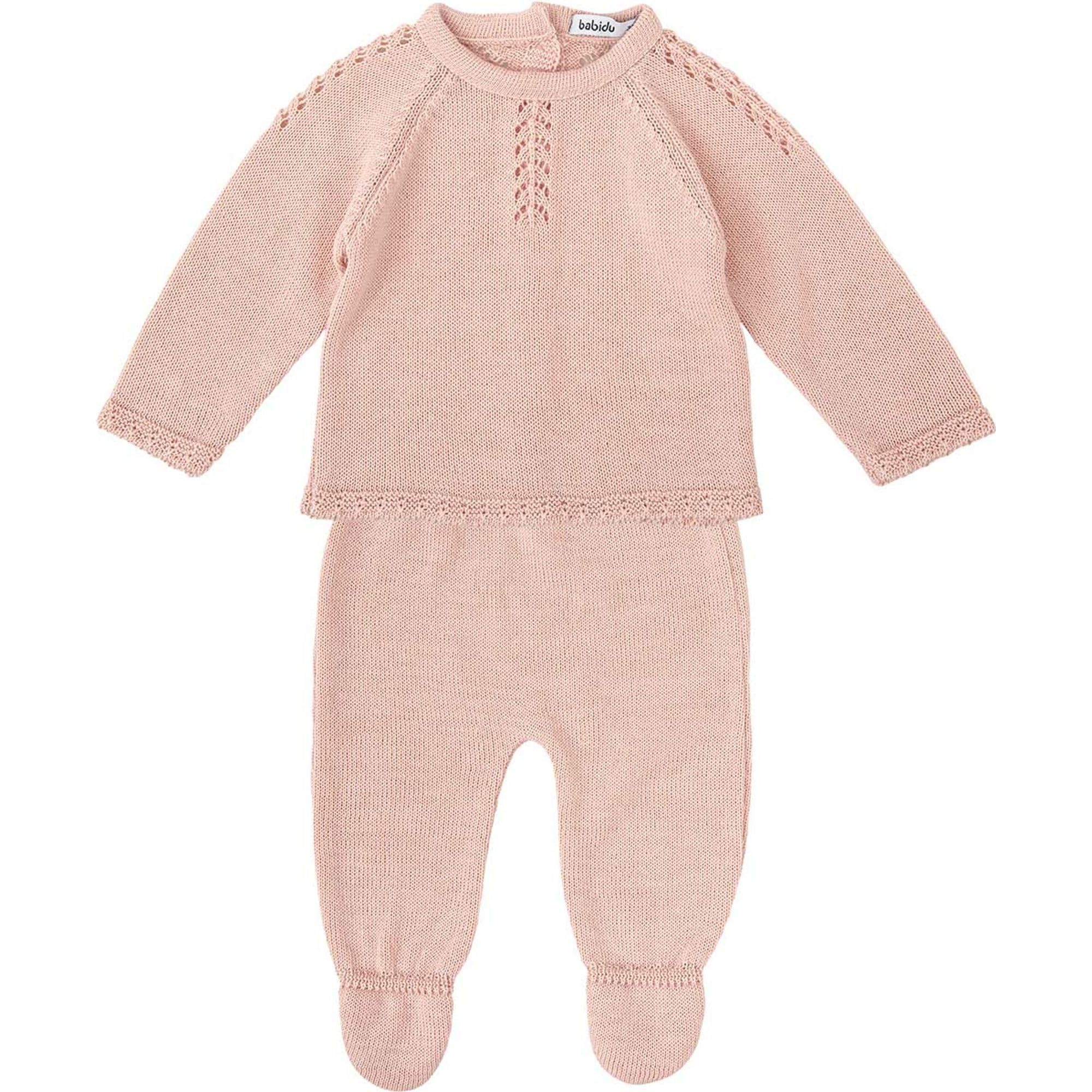 BABIDU Uni Baby Conjunto Para Bebé Con Jersey De Punto Calado Y Polaina A Juego Baby-Set