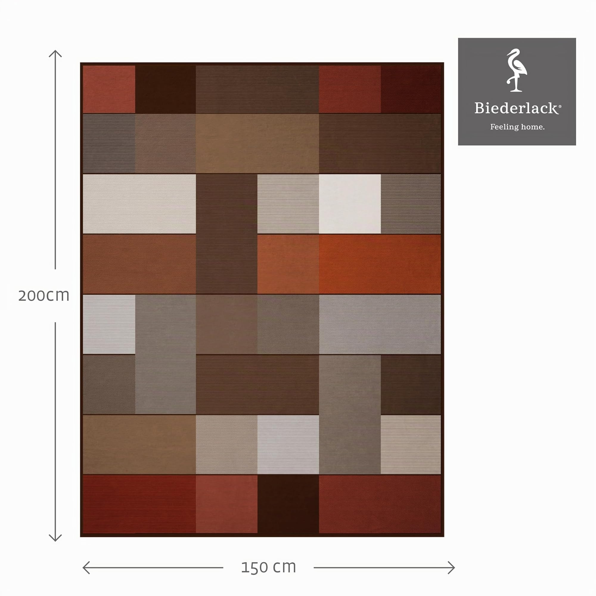 biederlack® weiche Kuscheldecke Brown Squares, Wohndecke in 150x200 cm