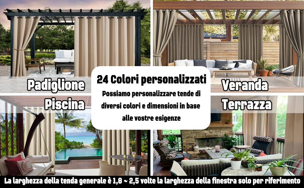 Tenda Da Esterno Rosnek Beige, 243x132 Cm, Impermeabile E Antiventro, Con Occhielli In Acciaio E Fondo Zavorrato, Per Balcone E Terrazzo - 2
