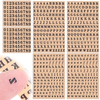 Pack of 640 Small Letter Stickers 3/3.5 mm Black Self-Adhesive